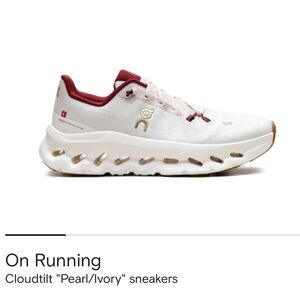 ON Running Cloudtilt Sneakers Shoes Ivory White Burgundy 6.5 cloud ANTHROPOLOGIE